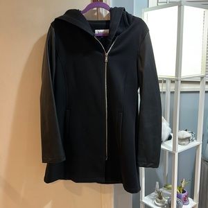 Calvin Klein Black Coat with part Leather Sleeves